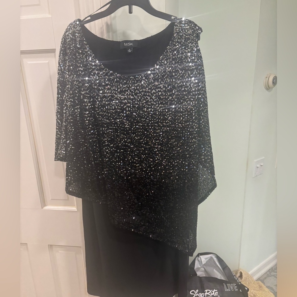 MSK Black and Silver Asymmetrical Dress